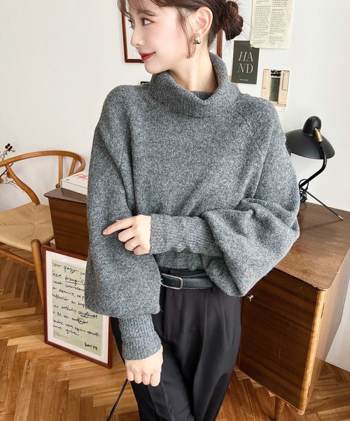セール】ハイネックモチモチニットプルオーバー（ニット/セーター