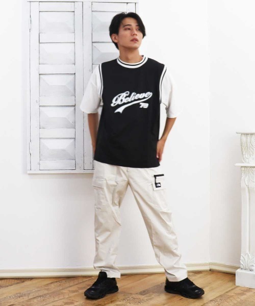 ARCHIVER(アーカイバ)の「【Bl】【LAnGe】レイヤードバスケ風シャツ 韓国系 韓国ファッション(Tシャツ/カットソー・メンズ・ホワイト/ブラック・MEDIUM/LARGE/X-LARGE)」の5枚目の写真