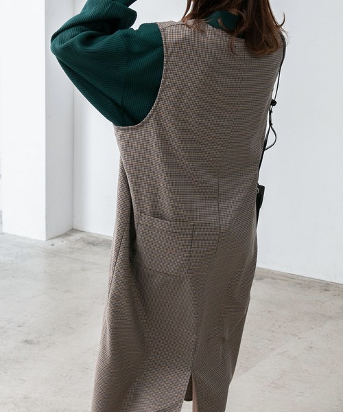 BONLECILL（ボンルシール）の「キーネック ガンクラブチェックジャンパースカート/ワンピース（ジャンパースカート・レディース・ブラック/ブラウン・FREE）」の11枚目の写真