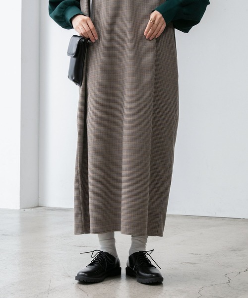 BONLECILL（ボンルシール）の「キーネック ガンクラブチェックジャンパースカート/ワンピース（ジャンパースカート・レディース・ブラック/ブラウン・FREE）」の12枚目の写真