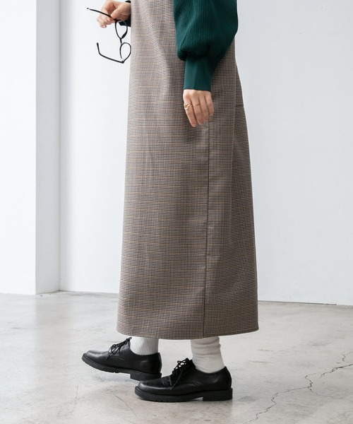 BONLECILL（ボンルシール）の「キーネック ガンクラブチェックジャンパースカート/ワンピース（ジャンパースカート・レディース・ブラック/ブラウン・FREE）」の13枚目の写真