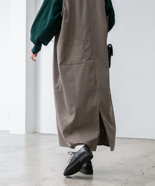 BONLECILL（ボンルシール）の「キーネック ガンクラブチェックジャンパースカート/ワンピース（ジャンパースカート・レディース・ブラック/ブラウン・FREE）」の14枚目の写真