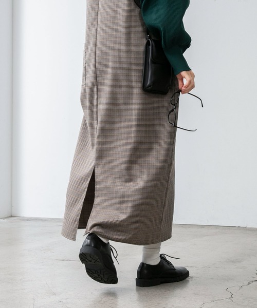 BONLECILL（ボンルシール）の「キーネック ガンクラブチェックジャンパースカート/ワンピース（ジャンパースカート・レディース・ブラック/ブラウン・FREE）」の15枚目の写真