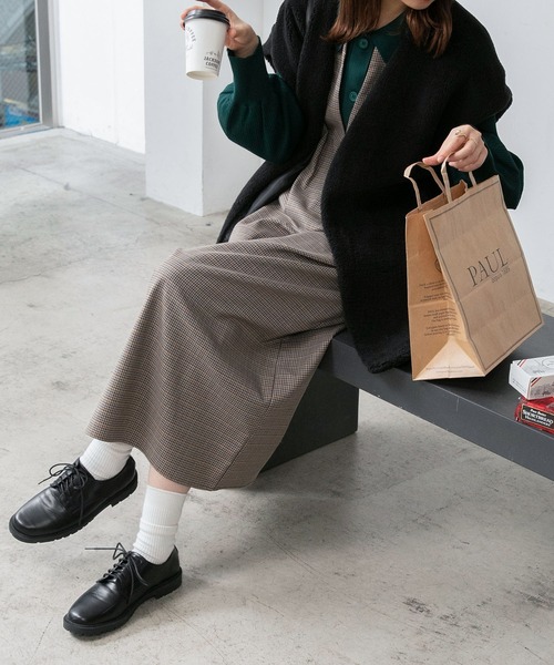 BONLECILL（ボンルシール）の「キーネック ガンクラブチェックジャンパースカート/ワンピース（ジャンパースカート・レディース・ブラック/ブラウン・FREE）」の16枚目の写真