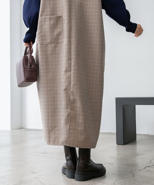 BONLECILL（ボンルシール）の「キーネック ガンクラブチェックジャンパースカート/ワンピース（ジャンパースカート・レディース・ブラック/ブラウン・FREE）」の22枚目の写真