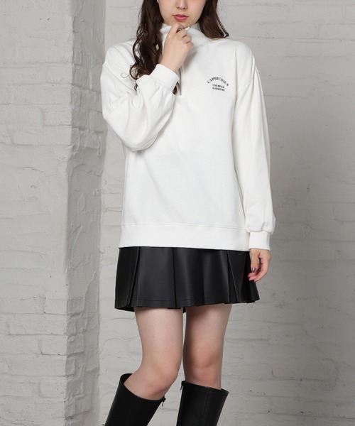 Honeys（ハニーズ）の「ジップ使いゆるトレーナー（スウェット・レディース・ブラック/グリーン/ブルー/ホワイト・L/M/S）」の6枚目の写真