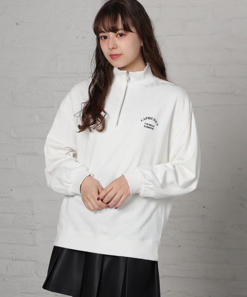 Honeys（ハニーズ）の「ジップ使いゆるトレーナー（スウェット・レディース・ブラック/グリーン/ブルー/ホワイト・L/M/S）」の8枚目の写真