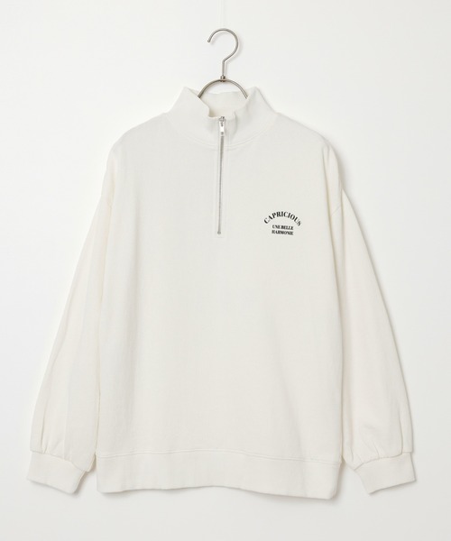 Honeys（ハニーズ）の「ジップ使いゆるトレーナー（スウェット・レディース・ブラック/グリーン/ブルー/ホワイト・L/M/S）」の10枚目の写真