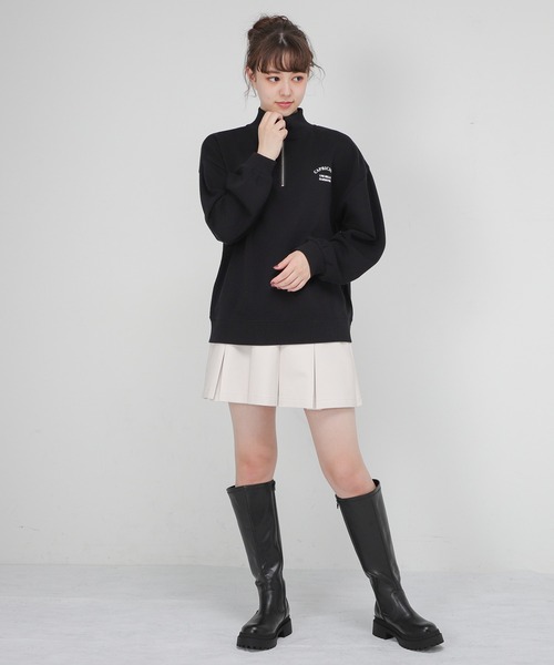 Honeys（ハニーズ）の「ジップ使いゆるトレーナー（スウェット・レディース・ブラック/グリーン/ブルー/ホワイト・L/M/S）」の12枚目の写真