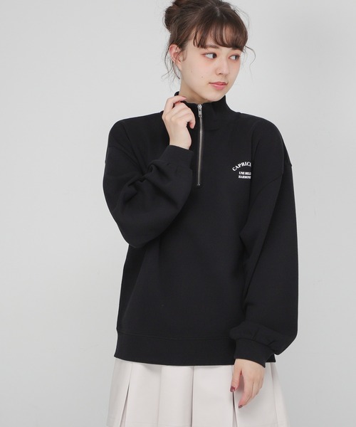 Honeys（ハニーズ）の「ジップ使いゆるトレーナー（スウェット・レディース・ブラック/グリーン/ブルー/ホワイト・L/M/S）」の13枚目の写真