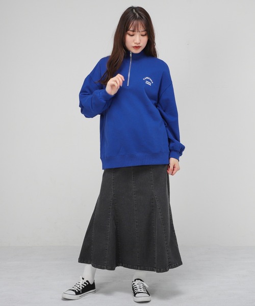 Honeys（ハニーズ）の「ジップ使いゆるトレーナー（スウェット・レディース・ブラック/グリーン/ブルー/ホワイト・L/M/S）」の17枚目の写真