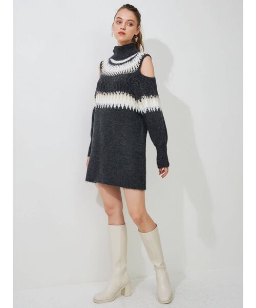 MERCURYDUO(マーキュリーデュオ)の「ノルディックオープンショルダーニット(ニット/セーター・レディース・チャコールグレー/ベージュ/アイボリー・FREE)」の7枚目の写真