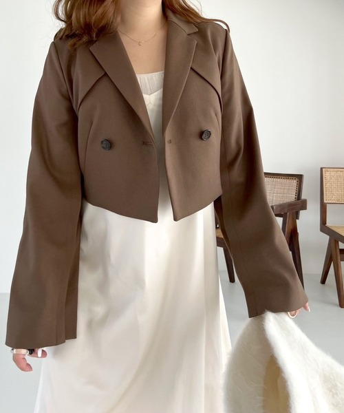 Heather(ヘザー)の「ショートテーラードジャケット 162309(テーラードジャケット・レディース・チャコールグレー/ブラウン・FREE)」の8枚目の写真