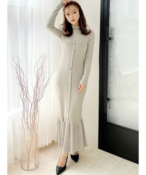 RESEXXY（リゼクシー）の「ニットレイヤードキャミワンピース（ワンピース・レディース・ブラック/グレー/モカ・FREE）」の9枚目の写真