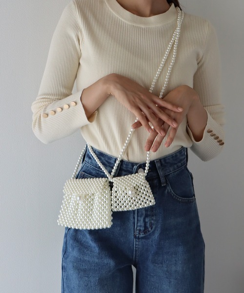 BLUEEAST(ブルーイースト)の「マイクロパールバッグ(ショルダーバッグ・レディース・オフホワイト・FREE)」の3枚目の写真