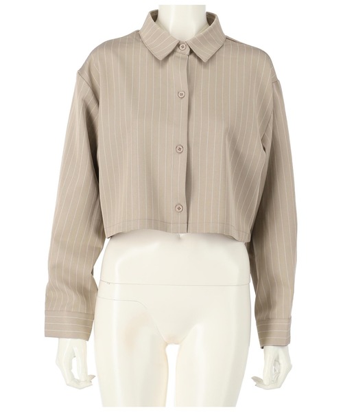 ANAP(アナップ)の「クロップドピンストライプシャツ(シャツ/ブラウス・レディース・ダークグレー/ベージュ・FREE)」の10枚目の写真