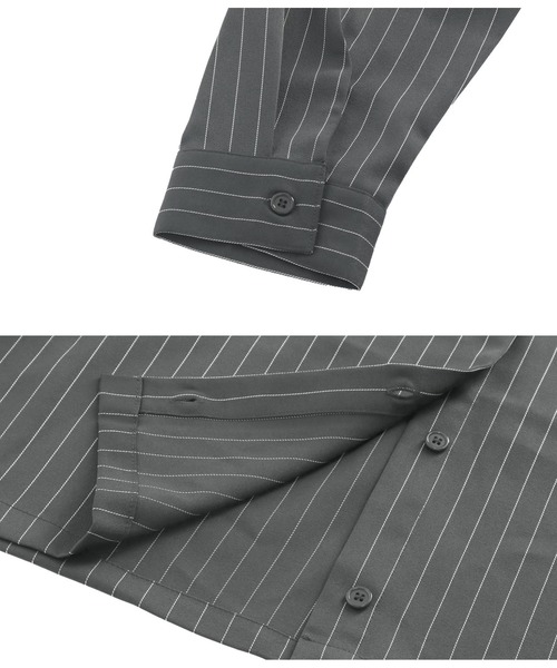 ANAP(アナップ)の「クロップドピンストライプシャツ(シャツ/ブラウス・レディース・ダークグレー/ベージュ・FREE)」の11枚目の写真