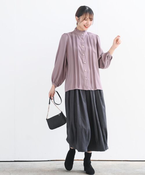 rps（アールピーエス）の「ツイル起毛ボリュームタックパンツ（その他パンツ・レディース・チャコールグレー/グレイッシュベージュ/ブラック/カーキ/モカ・フリー）」の17枚目の写真