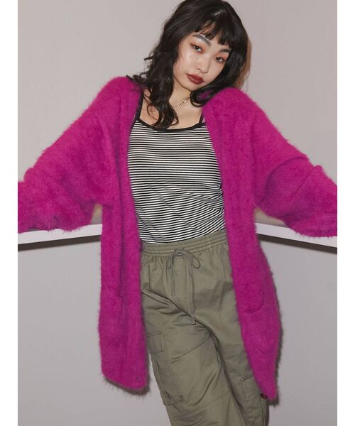 jouetie（ジュエティ）の「フェザーヤーンチュニックカーデ（カーディガン/ボレロ・レディース・ブラック/レッド/ピンク/ブルー/パープル・MEDIUM）」の19枚目の写真