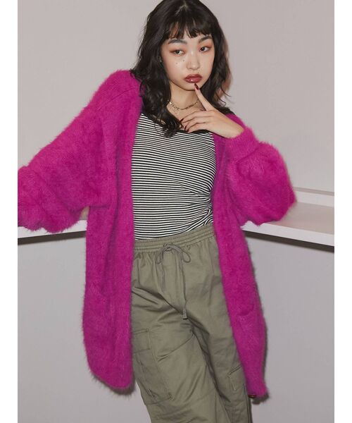 jouetie（ジュエティ）の「フェザーヤーンチュニックカーデ（カーディガン/ボレロ・レディース・ブラック/レッド/ピンク/ブルー/パープル・MEDIUM）」の12枚目の写真