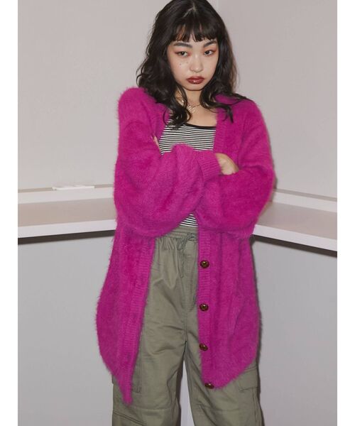 jouetie（ジュエティ）の「フェザーヤーンチュニックカーデ（カーディガン/ボレロ・レディース・ブラック/レッド/ピンク/ブルー/パープル・MEDIUM）」の6枚目の写真