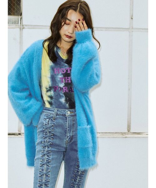 jouetie（ジュエティ）の「フェザーヤーンチュニックカーデ（カーディガン/ボレロ・レディース・ブラック/レッド/ピンク/ブルー/パープル・MEDIUM）」の13枚目の写真