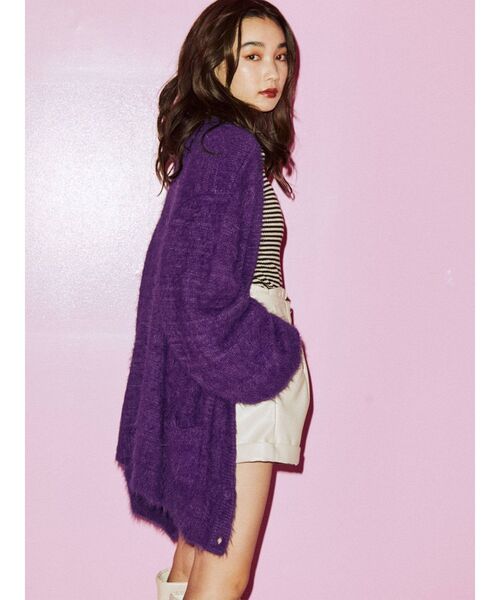 jouetie（ジュエティ）の「フェザーヤーンチュニックカーデ（カーディガン/ボレロ・レディース・ブラック/レッド/ピンク/ブルー/パープル・MEDIUM）」の15枚目の写真