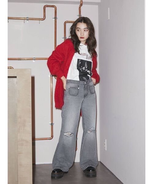 jouetie（ジュエティ）の「フェザーヤーンチュニックカーデ（カーディガン/ボレロ・レディース・ブラック/レッド/ピンク/ブルー/パープル・MEDIUM）」の22枚目の写真