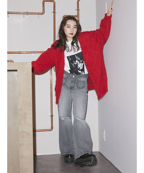 jouetie（ジュエティ）の「フェザーヤーンチュニックカーデ（カーディガン/ボレロ・レディース・ブラック/レッド/ピンク/ブルー/パープル・MEDIUM）」の16枚目の写真