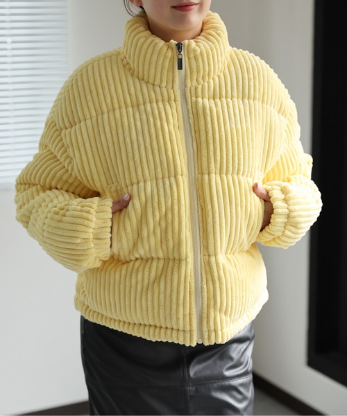 LAC-VERT(ラック・ヴェール)の「【選べる素材】新素材登場!コーデュロイ/合皮ダウン(ダウンジャケット/コート・レディース・ブラック/ブルー/ブラウン/ピンク/ホワイト/イエロー/パープル/アイボリー/ライトピンク/ライトイエロー/ライトブルー/ホワイト系その他/ブラック系その他/シルバー・S/M)」の12枚目の写真