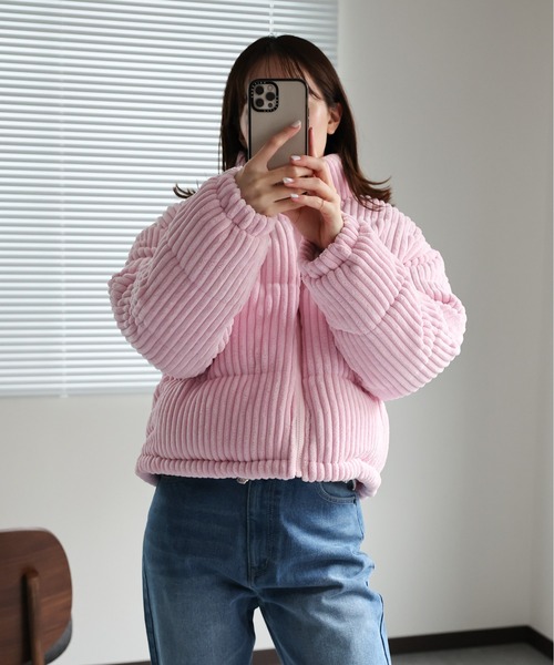 LAC-VERT(ラック・ヴェール)の「【選べる素材】新素材登場!コーデュロイ/合皮ダウン(ダウンジャケット/コート・レディース・ブラック/ブルー/ブラウン/ピンク/ホワイト/イエロー/パープル/アイボリー/ライトピンク/ライトイエロー/ライトブルー/ホワイト系その他/ブラック系その他/シルバー・S/M)」の21枚目の写真