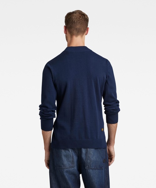 G-STAR（ジースター）の「CLASSIC SPORT MOCK KNIT/モックネック/ワンポイント/ロゴセーター（ニット/セーター・メンズ・ダークブルー/ダークブラック・MEDIUM/LARGE/X-LARGE/X-SMALL/SMALL）」の9枚目の写真