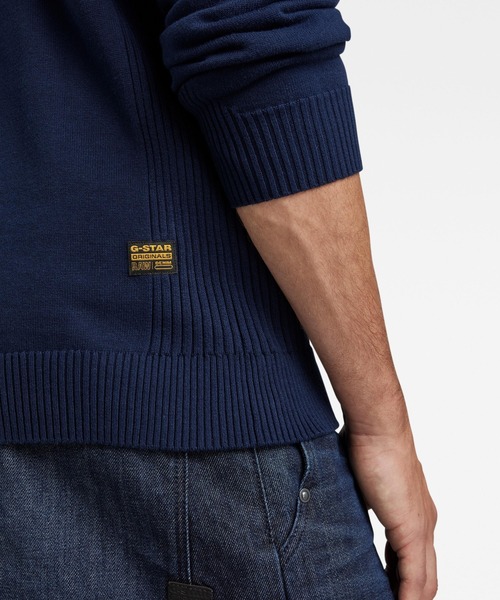 G-STAR（ジースター）の「CLASSIC SPORT MOCK KNIT/モックネック/ワンポイント/ロゴセーター（ニット/セーター・メンズ・ダークブルー/ダークブラック・MEDIUM/LARGE/X-LARGE/X-SMALL/SMALL）」の10枚目の写真