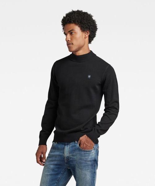 G-STAR（ジースター）の「CLASSIC SPORT MOCK KNIT/モックネック/ワンポイント/ロゴセーター（ニット/セーター・メンズ・ダークブルー/ダークブラック・MEDIUM/LARGE/X-LARGE/X-SMALL/SMALL）」の3枚目の写真