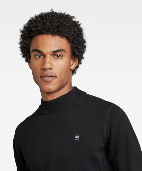 G-STAR（ジースター）の「CLASSIC SPORT MOCK KNIT/モックネック/ワンポイント/ロゴセーター（ニット/セーター・メンズ・ダークブルー/ダークブラック・MEDIUM/LARGE/X-LARGE/X-SMALL/SMALL）」の5枚目の写真