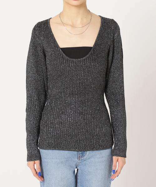 U by SPICK&SPAN(ユーバイスピックアンドスパン)の「ラメバックオープンニット(ニット/セーター・レディース・ブラック/パープル/ブルー・FREE)」の17枚目の写真