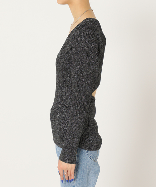 U by SPICK&SPAN(ユーバイスピックアンドスパン)の「ラメバックオープンニット(ニット/セーター・レディース・ブラック/パープル/ブルー・FREE)」の4枚目の写真