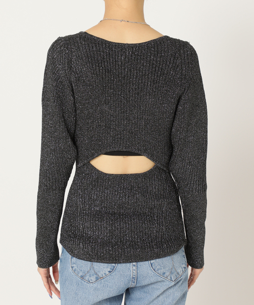 U by SPICK&SPAN(ユーバイスピックアンドスパン)の「ラメバックオープンニット(ニット/セーター・レディース・ブラック/パープル/ブルー・FREE)」の13枚目の写真