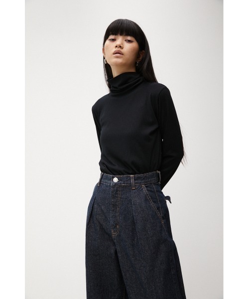 AZUL by moussy（アズールバイマウジー）の「BASIC RIB TURTLE NECK TOPS/ベーシックリブタートルネックトップス（Tシャツ/カットソー・レディース・グレイッシュベージュ/オレンジ/ダークブルー/ブラック・MEDIUM/SMALL）」の6枚目の写真
