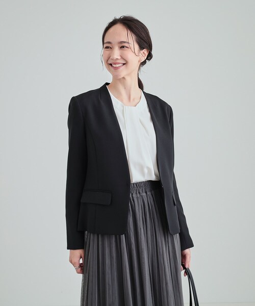 SHOO・LA・RUE(シューラルー)の「◆【洗える】ダブルクロスジャケット(ノーカラージャケット・レディース・ベージュ系その他6/ブラック系2・07/06/01/05/03/02/04)」の3枚目の写真