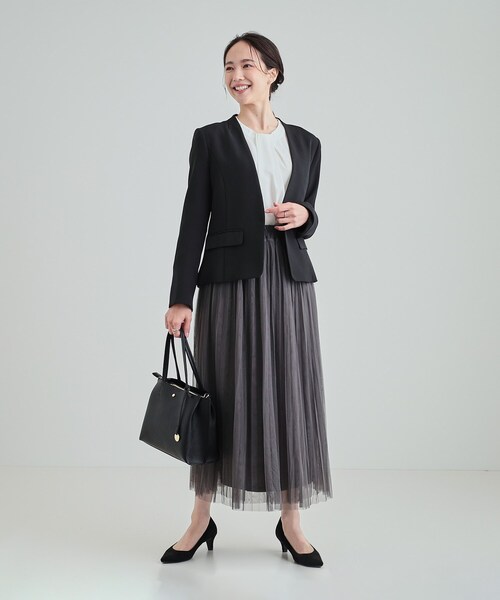 SHOO・LA・RUE(シューラルー)の「◆【洗える】ダブルクロスジャケット(ノーカラージャケット・レディース・ベージュ系その他6/ブラック系2・07/06/01/05/03/02/04)」の5枚目の写真