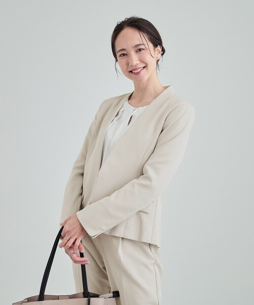 SHOO・LA・RUE(シューラルー)の「◆【洗える】ダブルクロスジャケット(ノーカラージャケット・レディース・ベージュ系その他6/ブラック系2・07/06/01/05/03/02/04)」の8枚目の写真