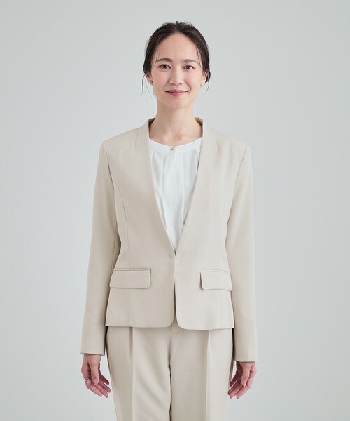 SHOO・LA・RUE(シューラルー)の「◆【洗える】ダブルクロスジャケット(ノーカラージャケット・レディース・ベージュ系その他6/ブラック系2・07/06/01/05/03/02/04)」の10枚目の写真