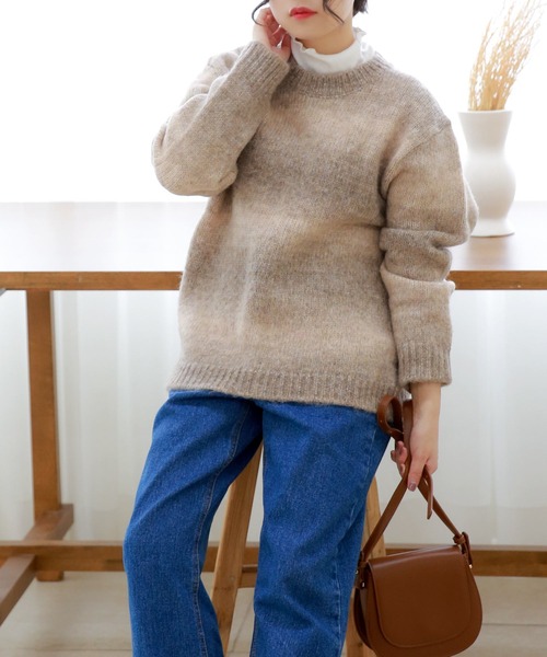 Isn't She?(イズントシー)の「グラデーションニット(ニット/セーター・レディース・ベージュ/ブラック・FREE)」の10枚目の写真