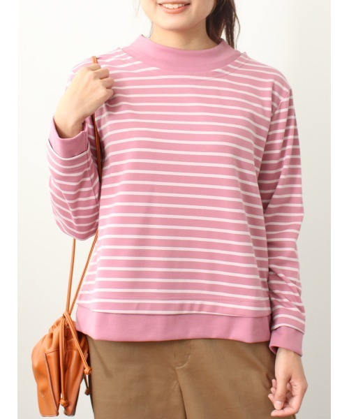MB mint breeze(エムビーミントブリーズ)の「【M~5L 大きいサイズ】レイヤード風 ボーダー プルオーバー(Tシャツ/カットソー・レディース・ブラック/ライトグリーン/ピンク・M/L/LL/3L/4L/5L)」の15枚目の写真