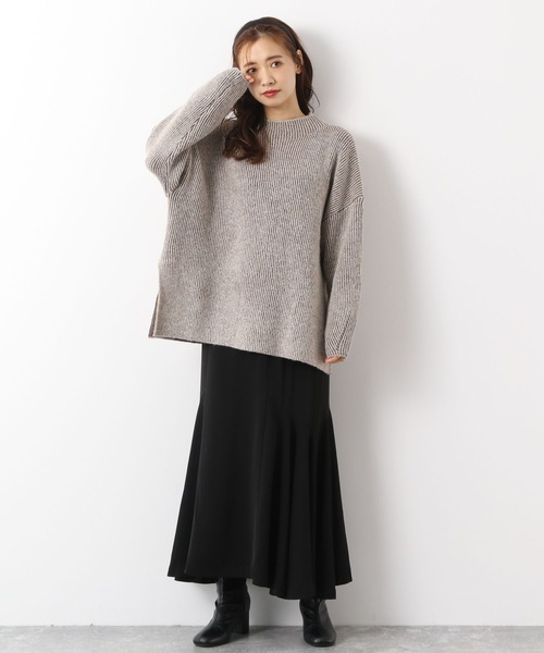 mysty woman(ミスティウーマン)の「サイド異素材マーメイドスカート 174367(スカート・レディース・ブラウン/ブラック/オフホワイト・FREE)」の6枚目の写真