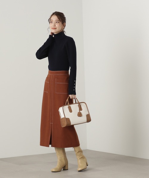 N.（N. Natural Beauty Basic）（エヌエヌナチュラルビューティーベーシック）の「【S Size Line】◆ステッチポケットミディスカート（スカート・レディース・ブラウン/ブルー/クリーム・SMALL/MEDIUM）」の10枚目の写真