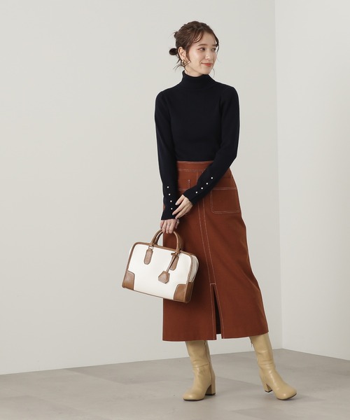 N.（N. Natural Beauty Basic）（エヌエヌナチュラルビューティーベーシック）の「【S Size Line】◆ステッチポケットミディスカート（スカート・レディース・ブラウン/ブルー/クリーム・SMALL/MEDIUM）」の12枚目の写真