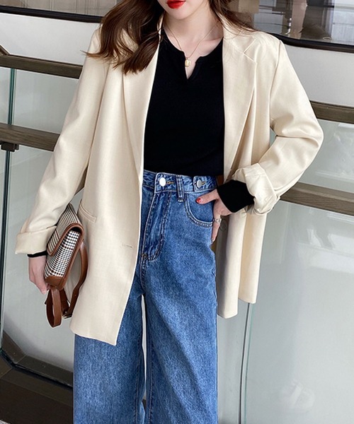 Ulysses（ユリシス）の「キーネックニットトップス（ニット/セーター・レディース・ブルー/ブラック/アイボリー/ホワイト/ピンク/ベージュ/オレンジ/ダークグレー/ライトグレー/キャメル/ピンクベージュ/ブラウン/パープル/グリーン・F）」の18枚目の写真