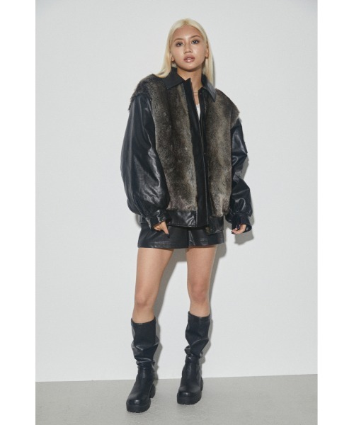 LAGUA GEM（ラグアジェム）の「F/FUR DOCKING JK フェイクファージャケット（その他アウター・レディース・ブラック/ブラウン・FREE）」の3枚目の写真